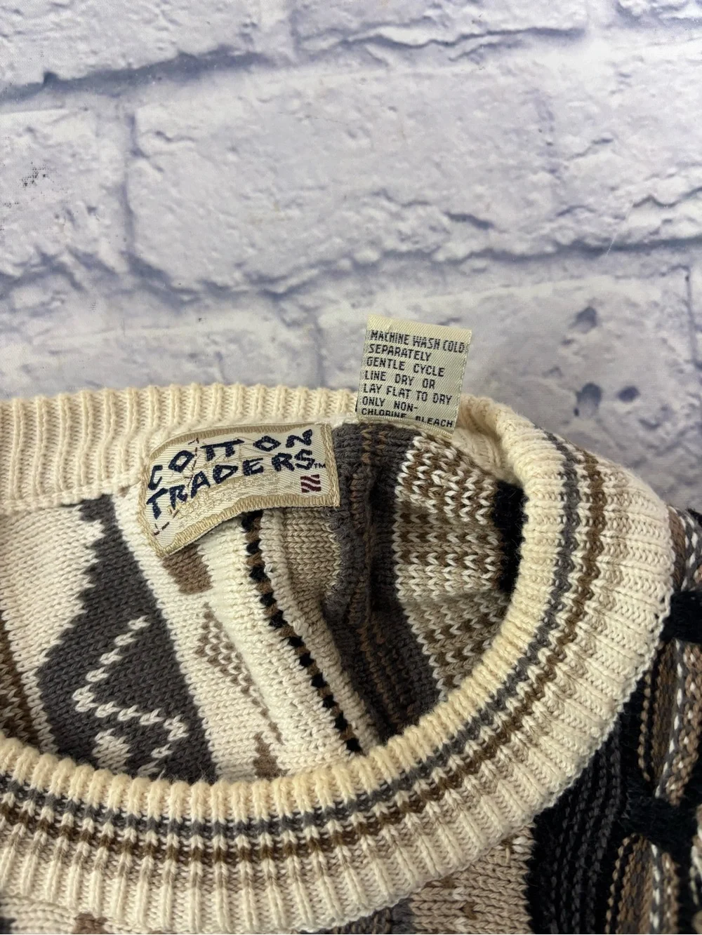 Vintage Cotton Traders Coogi Style 3D Knit Multicolor Sweater XXLT
